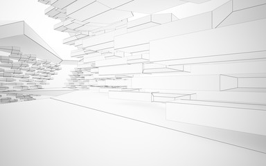 Fototapeta premium Abstract white interior highlights future. Polygon drawing . Architectural background. 3D illustration and rendering