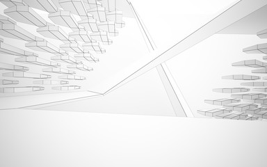 Fototapeta premium Abstract white interior highlights future. Polygon drawing . Architectural background. 3D illustration and rendering