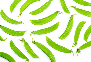 Heal of snow peas or mange-tout, isolated on white background