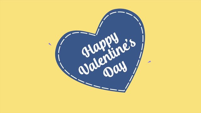 Animation of greeting Happy Valentine day on background love. Valentine
