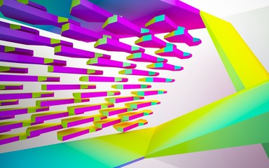 Naklejka premium abstract architectural interior with gradient geometric sculpture. 3D illustration and rendering