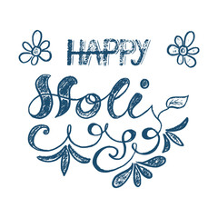 Happy Holi hand lettering isolated on white background