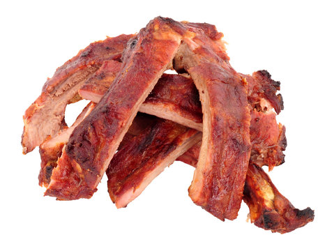 Chinese style mini pork ribs isolated on a white background