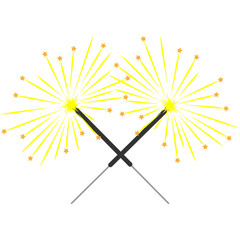 Double color sparkler on white background sign 3.11