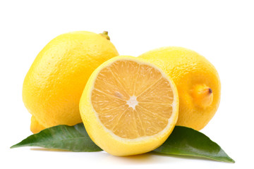 Lemon fruit on white background