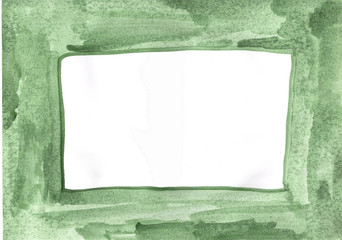 Green watercolor frame, illustration 