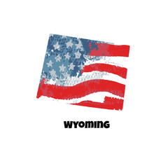 State of Wyoming. United States Of America. Vector illustration. Watercolor texture of USA flag.