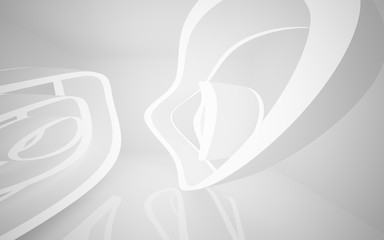 Fototapeta premium Abstract smooth white interior of the future. Night view from the backlight. Architectural background. 3D illustration and rendering 