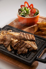 grilled meat and vegetables