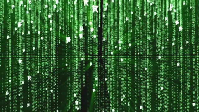 Binary rain, streams of green numbers, 4K abstract background, matrix effect.  
