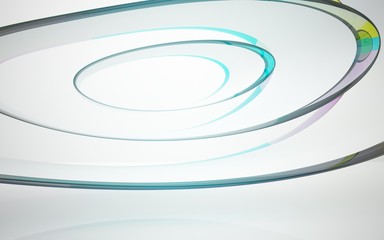 Obraz premium White smooth abstract architectural background whith colored gradient lines . 3D illustration and rendering