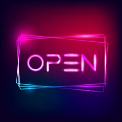 Open Neon Light Sign.