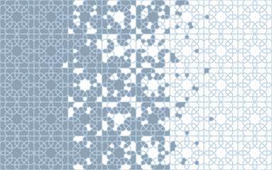 Tile seamless vector pattern. Geometric halftone pattern with color arabesque disintegration or breaking