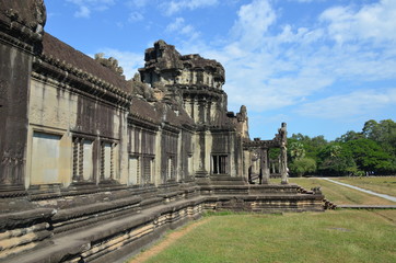 Fototapeta na wymiar Side view of one of the Angkor Wat buildings in the ancient temple complex of Angkor, Cambodia.