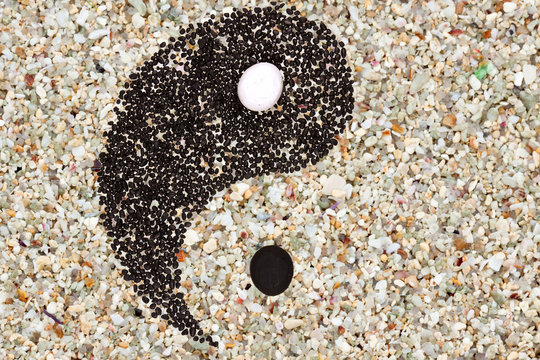  yin yang sur plage corallienne
