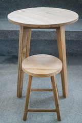Simple set of wooden table and chair