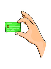 hand with credit card, vector illustration