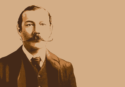 Portrait de Conan Doyle, célèbre écrivain écossais, créateur de Sherlock Holmes
