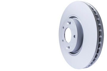 Brake disc isolated on white background. Auto parts. Brake disc rotor isolated on white. Braking...