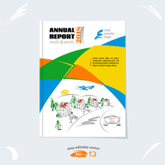 Brochure template, cover design, annual report, vector illustration for real estate project