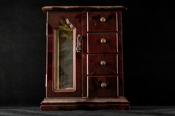 Close-up of jewelry box wardrobe