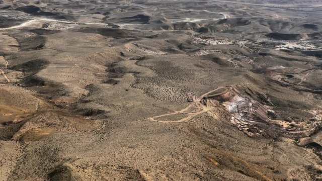 Big makhtesh (crater) or Makhtesh Gadol panorama landscape. It is geological erosional landform of Israel's Negev desert. It measures 5 x 10 km. Israel