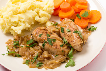 Chicken in almond sauce dinner