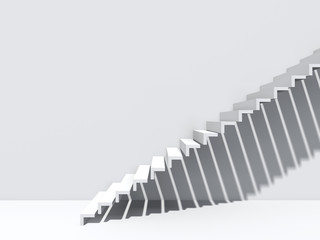 Conceptual stair on wall background building or architecture as metaphor to business success, growth, progress or achievement. 3D illustration of creative steps riseing up to the top as vision design