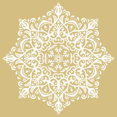 Elegant golden and white ornament in classic style. Abstract traditional pattern with oriental elements. Classic vintage pattern