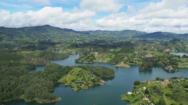 Embalse del Penol, elevated view from El Penon de Guatape, Rock of Guatape, Antioquia Department, Colombia