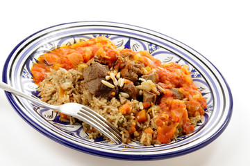 Kabsa with fork at an angle
