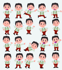Cartoon character businessman in casual style. Set with different postures, attitudes and poses, doing different activities in isolated vector illustrations.