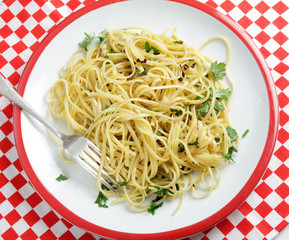 Chilli and garlic pasta from above