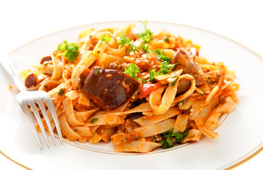 Aubergine with pasta