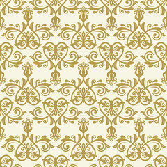 Classic seamless pattern. Damask orient ornament. Classic vintage golden background