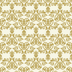 Obraz premium Classic seamless pattern. Damask orient ornament. Classic vintage golden background