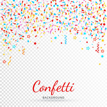 Bright colorful vector confetti background. All elements are on separate layers. Vector, illustration, eps 10