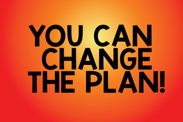 Naklejka na ściany i meble Text sign showing You Can Change The Plan. Conceptual photo Make changes in your plans to accomplish goals Blank Color Rectangular Shape with Round Light Beam Glowing in Center