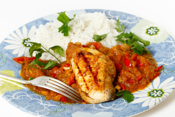 Grilled chicken in tomato sauce