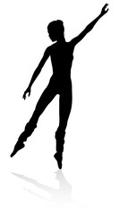 Silhouette ballet dancer woman dancing in pose or position © Christos Georghiou