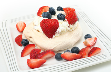 Homemade strawberry pavlova