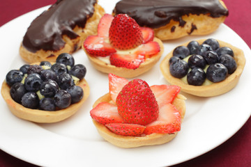 Fruit tarts side view