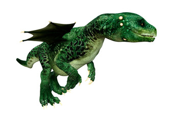 3D Rendering Fairy Tale Dragon on White