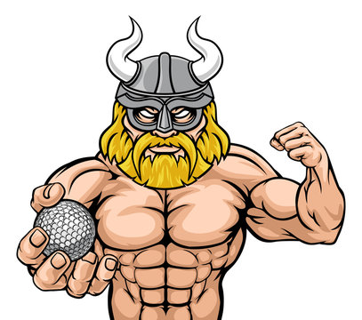 A Viking warrior gladiator golf sports mascot