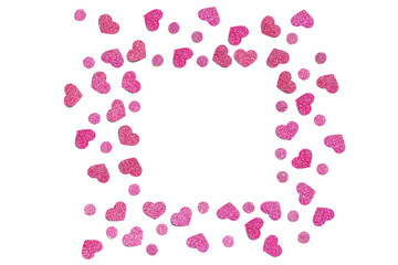 Pink glitter heart paper cut background - isolated