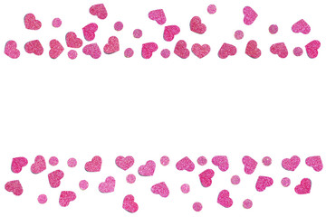 Pink glitter heart paper cut background - isolated