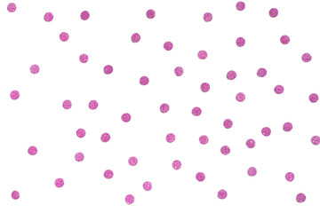 Fototapeta na wymiar Pink glitter confetti paper cut background - isolated