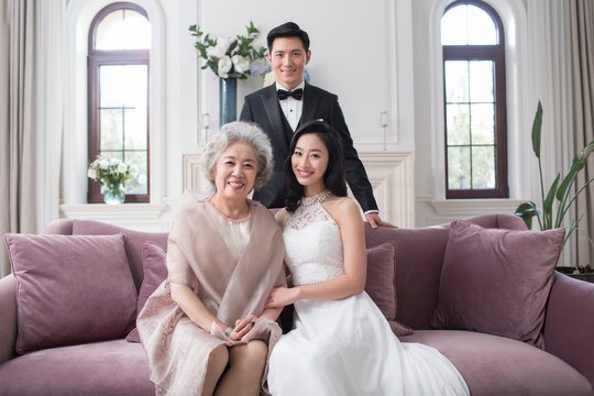 Portrait of happy noble family
