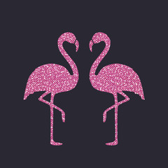 Pink Glitter Flamingo. Vector