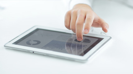 close up.businessman using digital tablet. photo with copy space